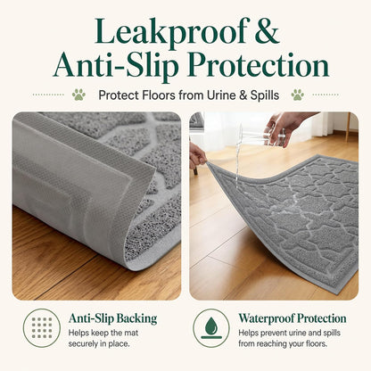 Waterproof Cat Litter Trap Mat, 35.4 x 23.6 Inches, Dark Grey