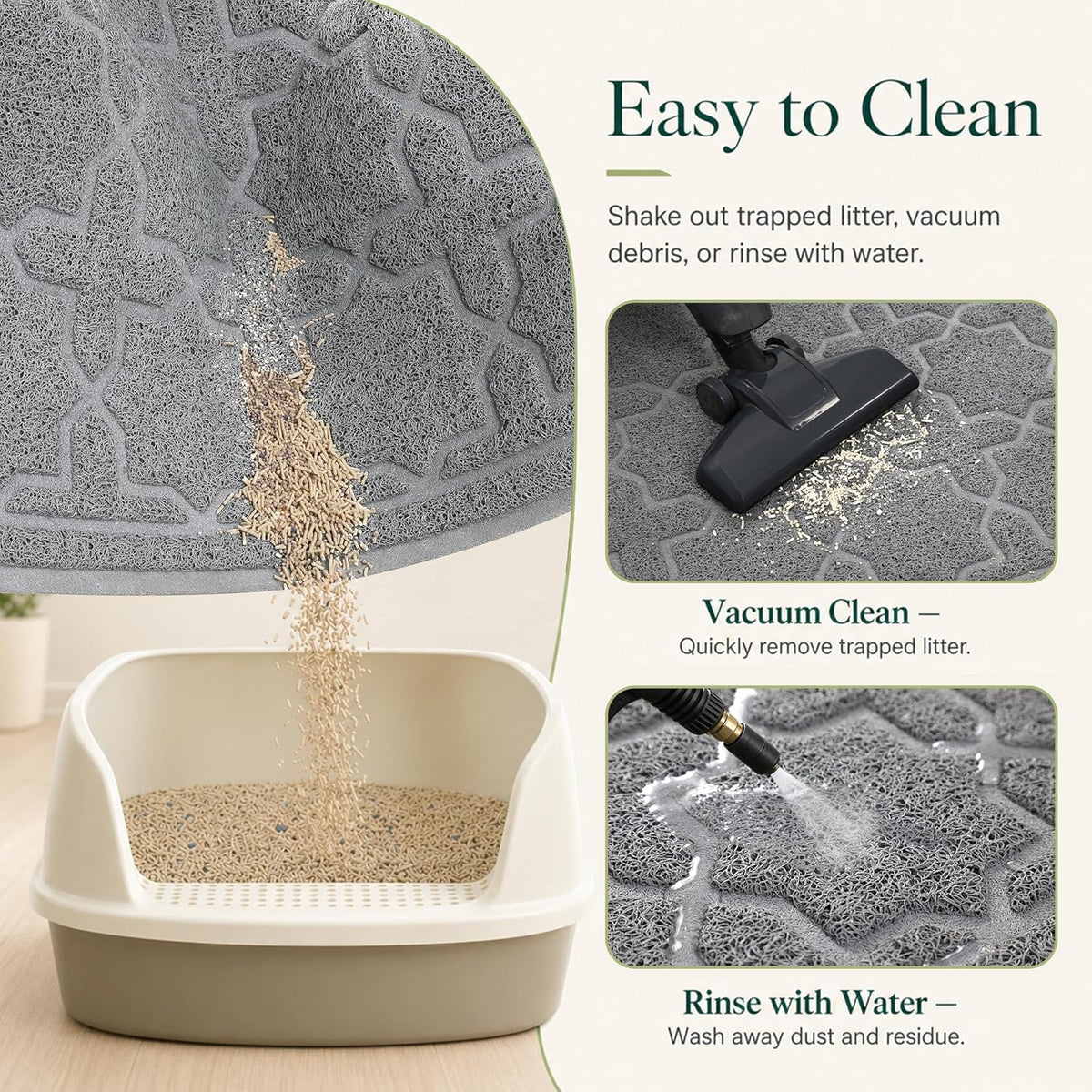 Waterproof Cat Litter Trap Mat, 35.4 x 23.6 Inches, Dark Grey