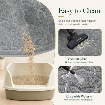 Waterproof Cat Litter Trap Mat, 35.4 x 23.6 Inches, Dark Grey