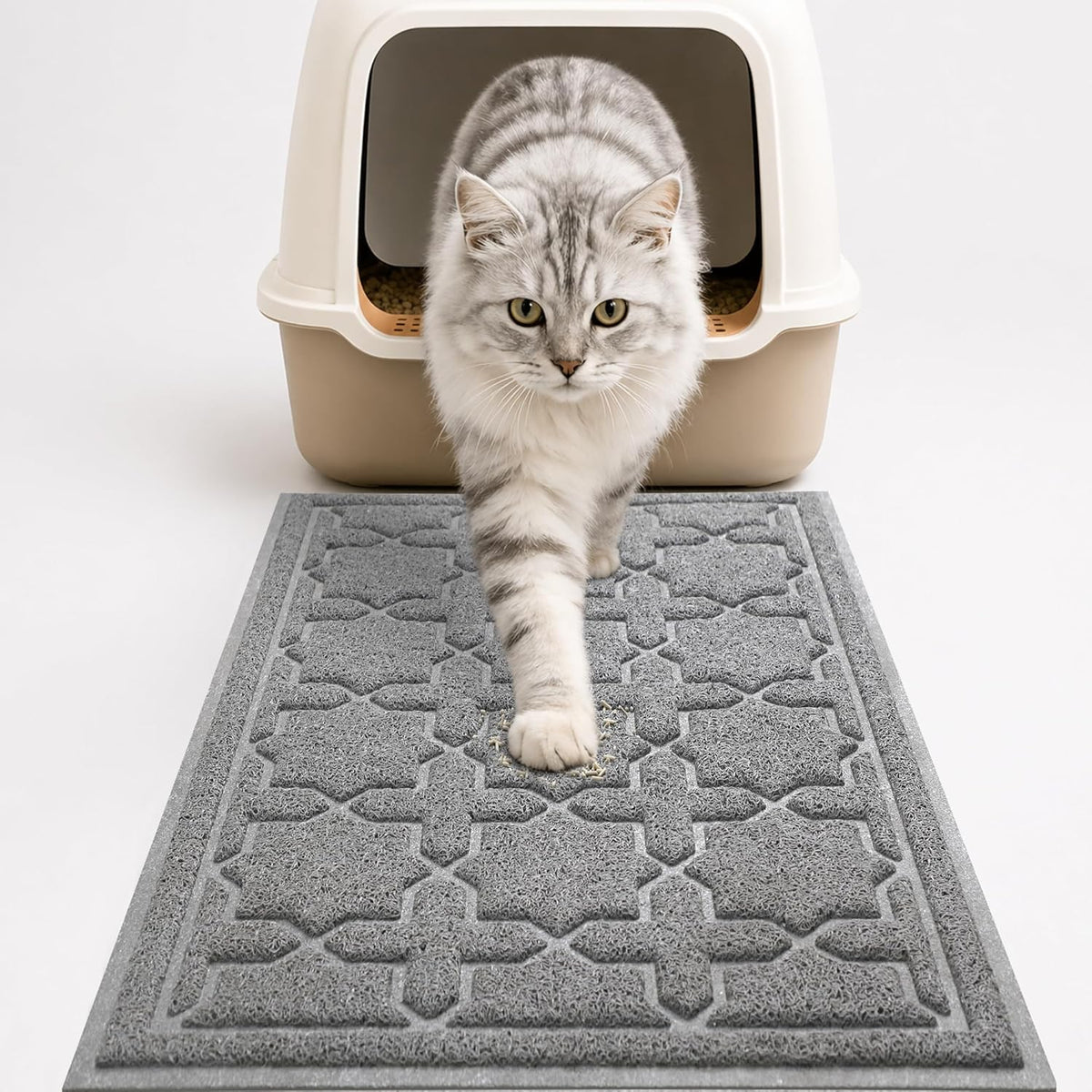 Waterproof Cat Litter Trap Mat, 35.4 x 23.6 Inches, Dark Grey